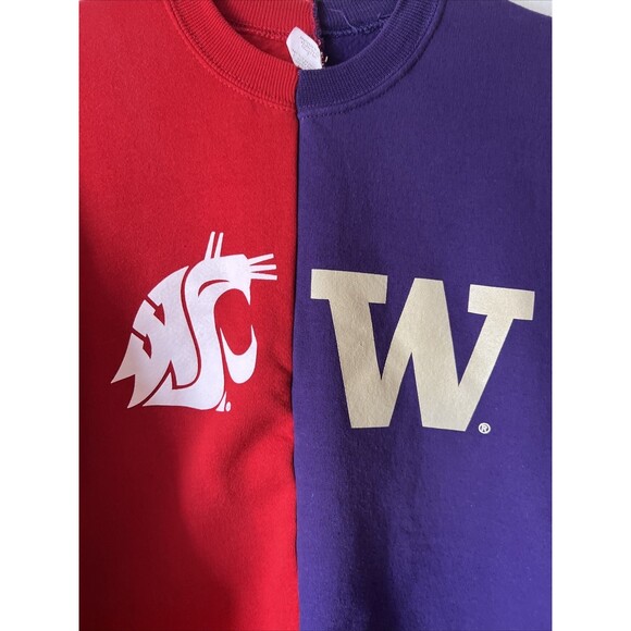 WU Huskies WSU Washington State Cougars red/purple Sweatshirt Med - Picture 2 of 13